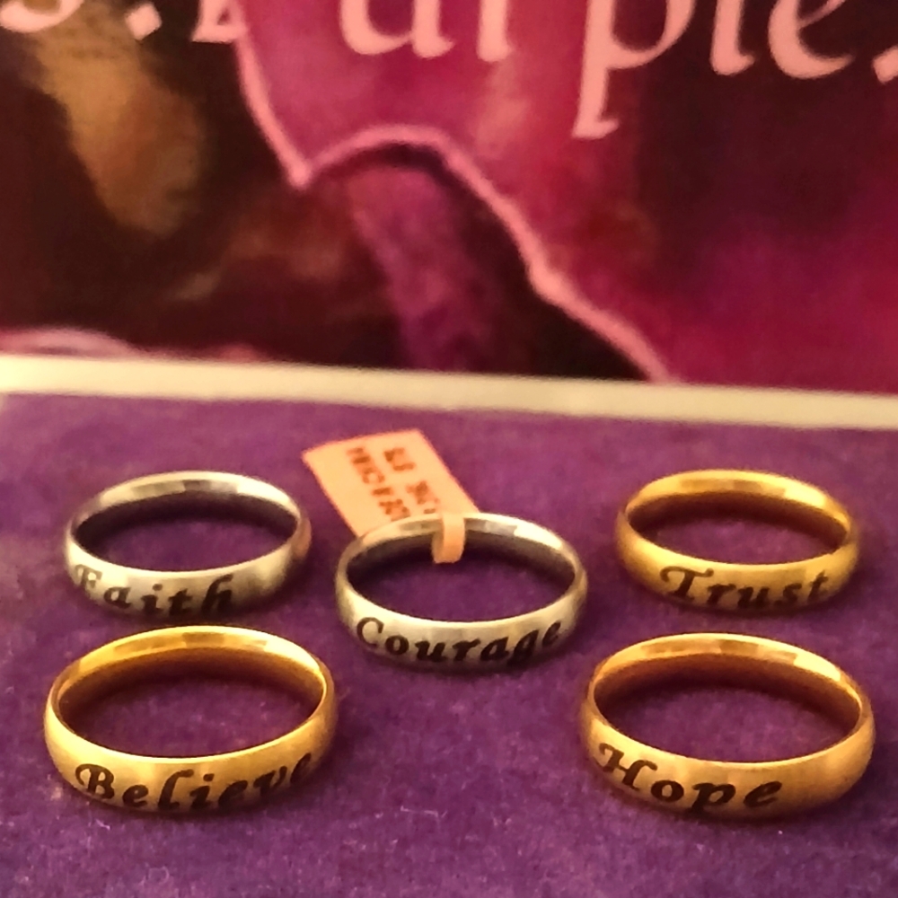 1576918-6. Words to Live By: Stainless Rings - Your Choice- $15.@